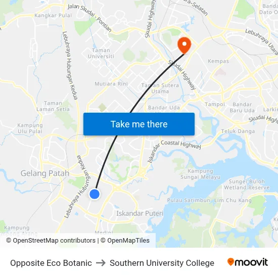 Opposite Eco Botanic to Southern University College map