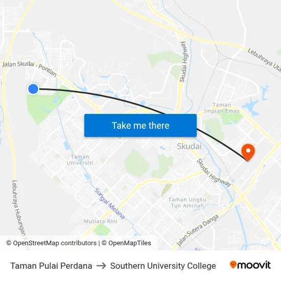 Taman Pulai Perdana to Southern University College map