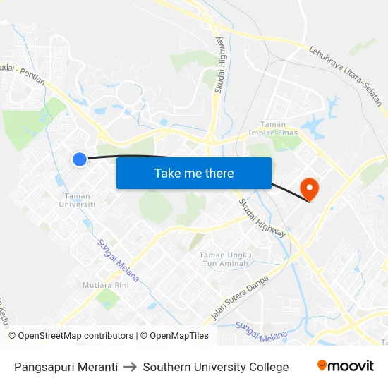 Pangsapuri Meranti to Southern University College map