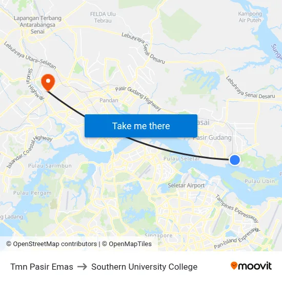 Tmn Pasir Emas to Southern University College map