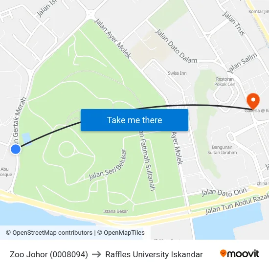 Zoo Johor (0008094) to Raffles University Iskandar map