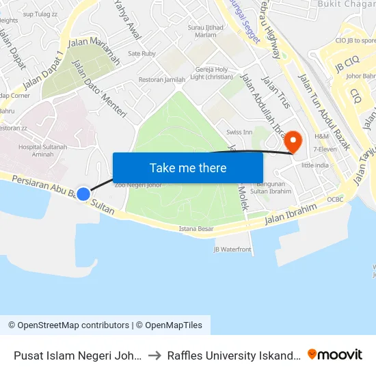 Pusat Islam Negeri Johor to Raffles University Iskandar map
