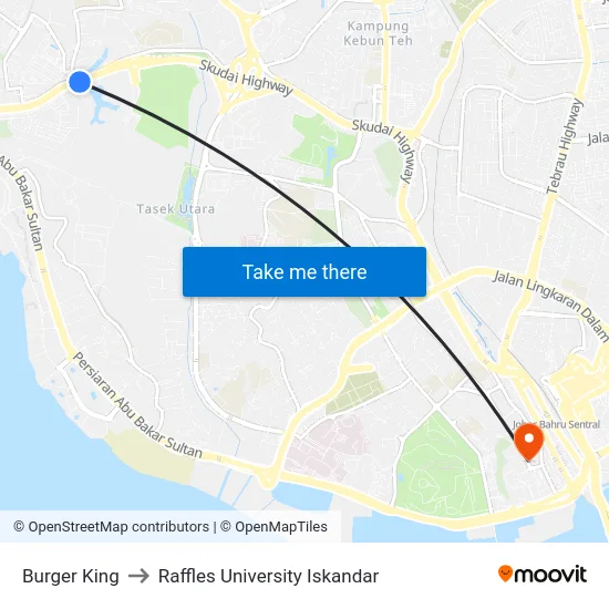 Burger King to Raffles University Iskandar map