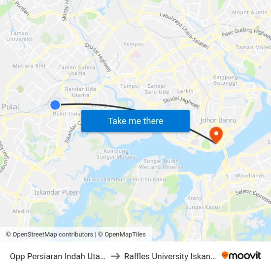 Opp Persiaran Indah Utama to Raffles University Iskandar map
