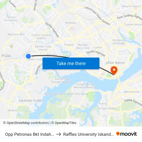 Opp Petronas Bkt Indah 1 to Raffles University Iskandar map