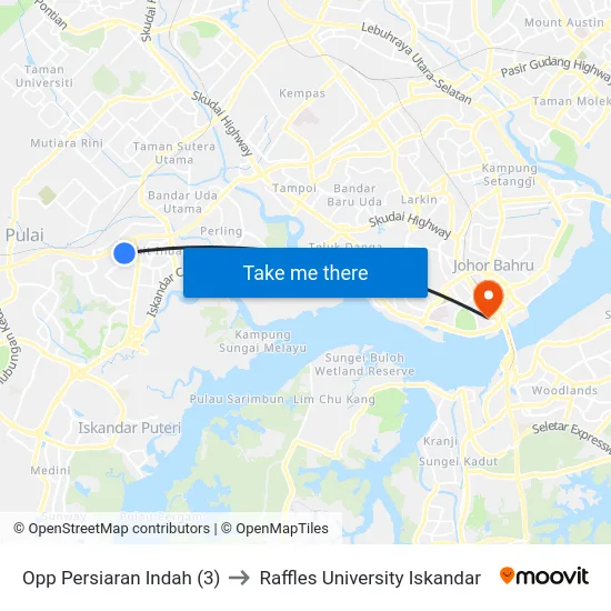 Opp Persiaran Indah (3) to Raffles University Iskandar map