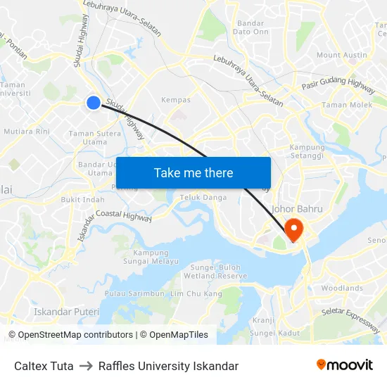 Caltex Tuta to Raffles University Iskandar map