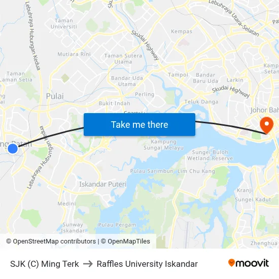 SJK (C) Ming Terk to Raffles University Iskandar map