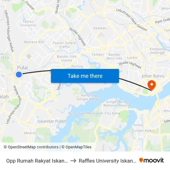 Opp Rumah Rakyat Iskandar to Raffles University Iskandar map