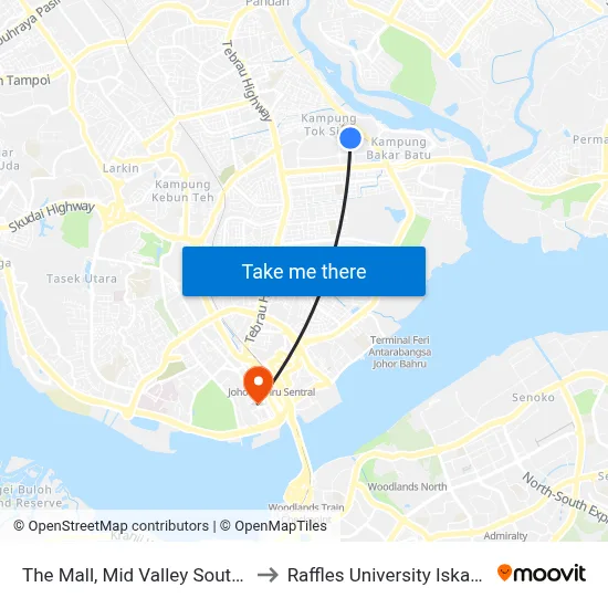 The Mall, Mid Valley Southkey to Raffles University Iskandar map