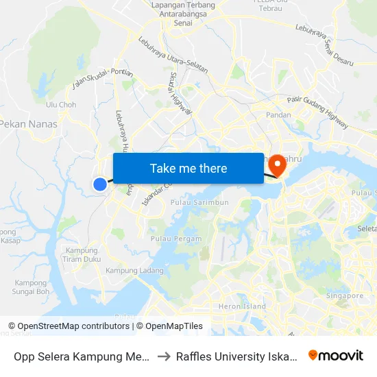Opp Selera Kampung Melayu to Raffles University Iskandar map