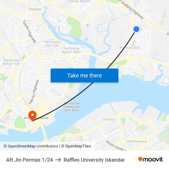 Aft Jln Permas 1/24 to Raffles University Iskandar map