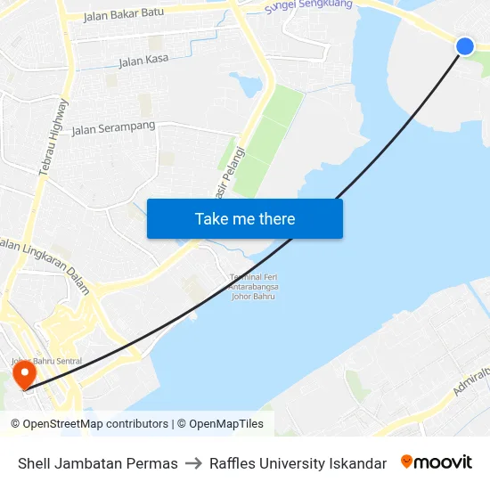Shell Jambatan Permas to Raffles University Iskandar map