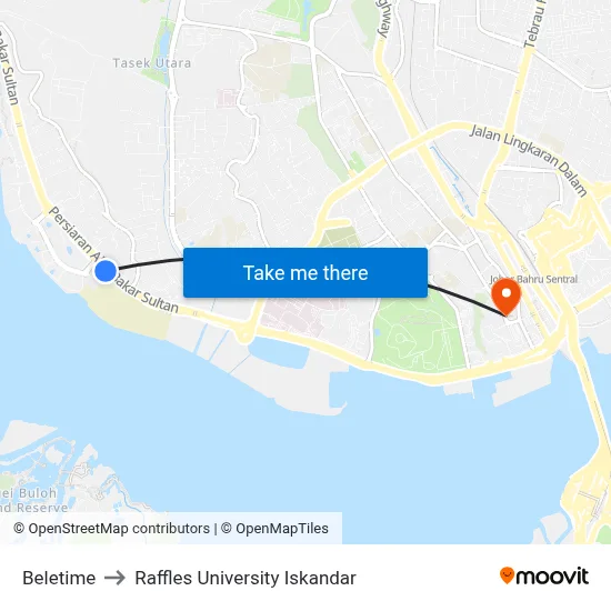 Beletime to Raffles University Iskandar map