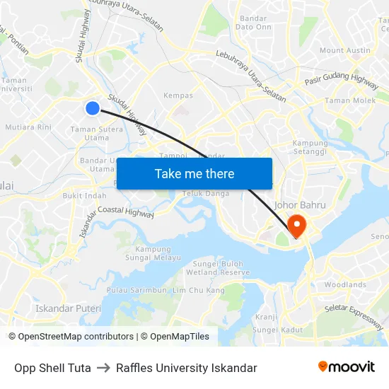 Opp Shell Tuta to Raffles University Iskandar map