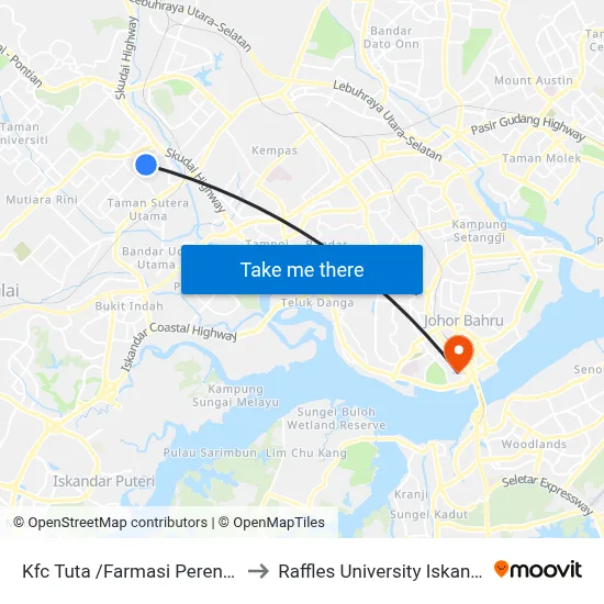 Kfc Tuta /Farmasi Perennial to Raffles University Iskandar map