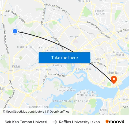 Sek Keb Taman Universiti 1 to Raffles University Iskandar map