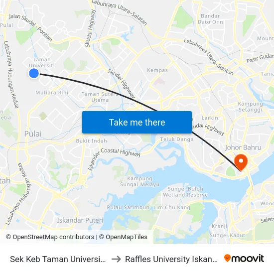 Sek Keb Taman Universiti 3 to Raffles University Iskandar map