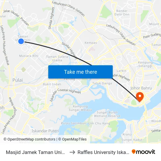 Masjid Jamek Taman Universiti to Raffles University Iskandar map
