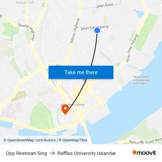 Opp Restoran Sing to Raffles University Iskandar map
