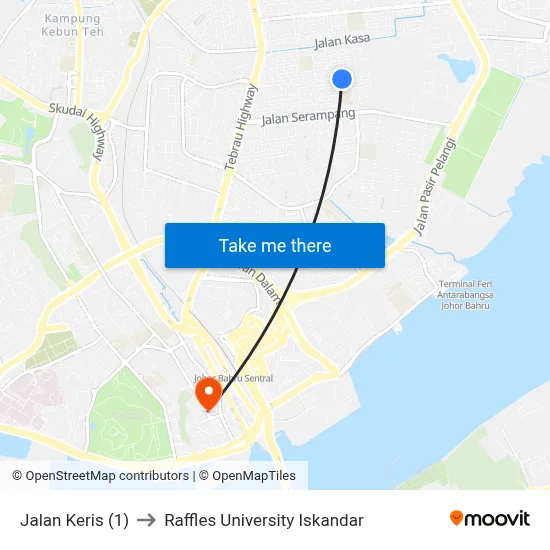 Jalan Keris (1) to Raffles University Iskandar map