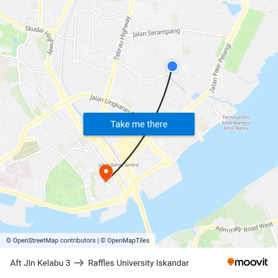 Aft Jln Kelabu 3 to Raffles University Iskandar map