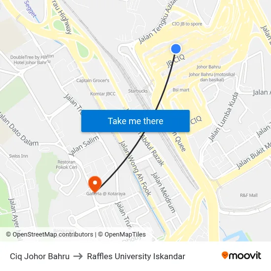 Ciq Johor Bahru to Raffles University Iskandar map