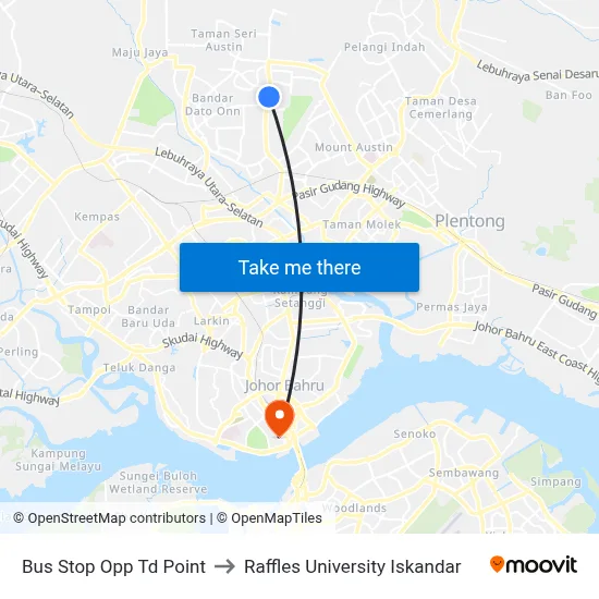 Bus Stop Opp Td Point to Raffles University Iskandar map