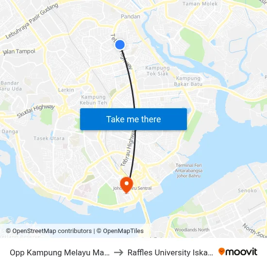 Opp Kampung Melayu Majidee to Raffles University Iskandar map