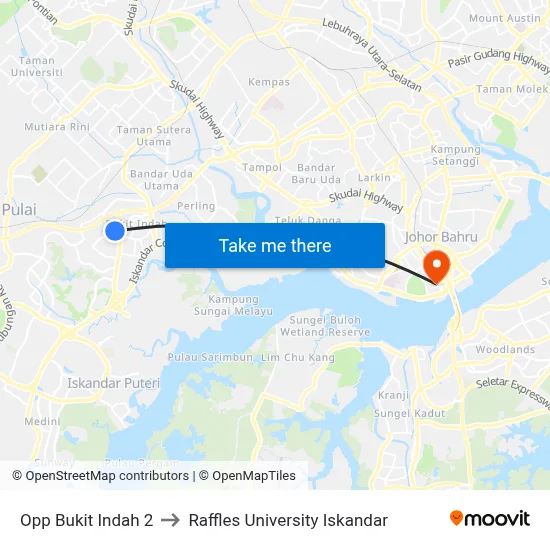 Opp Bukit Indah 2 to Raffles University Iskandar map