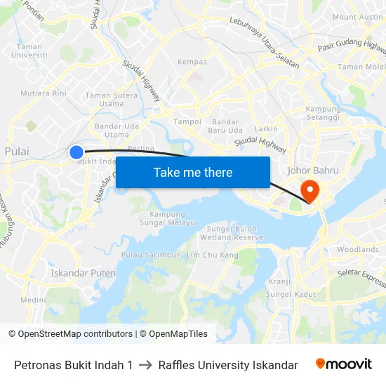 Petronas Bukit Indah 1 to Raffles University Iskandar map