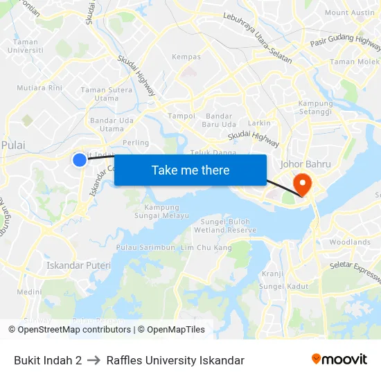 Bukit Indah 2 to Raffles University Iskandar map