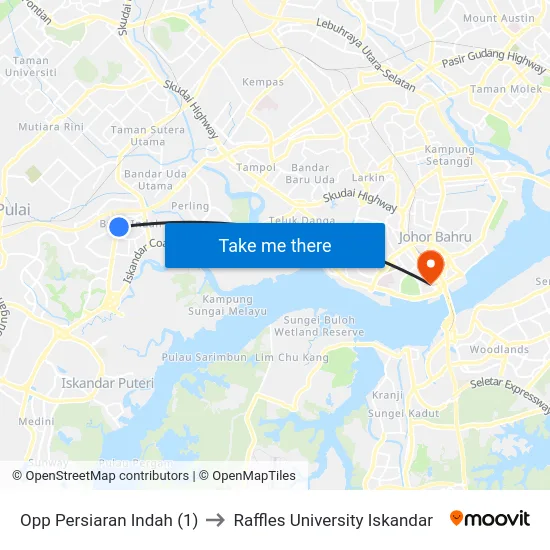 Opp Persiaran Indah (1) to Raffles University Iskandar map