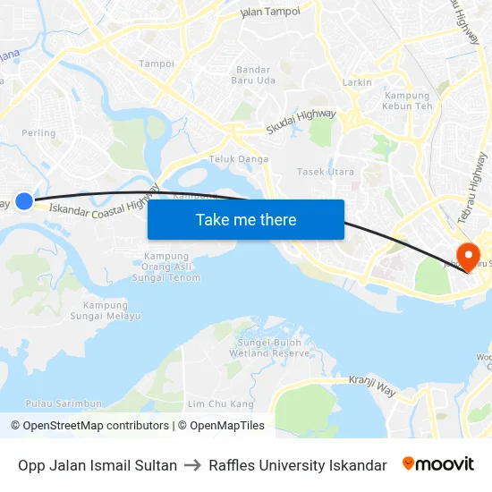 Opp Jalan Ismail Sultan to Raffles University Iskandar map