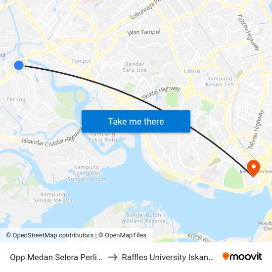 Opp Medan Selera Perling to Raffles University Iskandar map