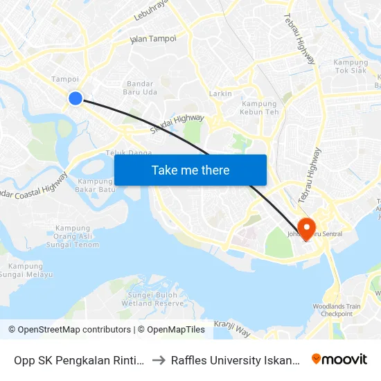 Opp SK Pengkalan Rinting to Raffles University Iskandar map