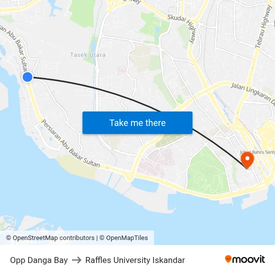 Opp Danga Bay to Raffles University Iskandar map