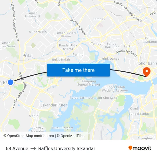 68 Avenue to Raffles University Iskandar map