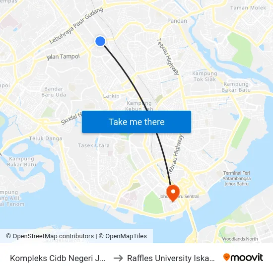 Kompleks Cidb Negeri Johor to Raffles University Iskandar map