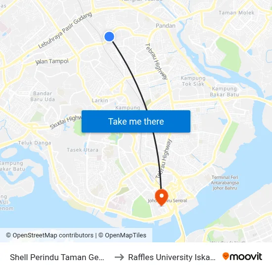 Shell Perindu Taman Gembira to Raffles University Iskandar map
