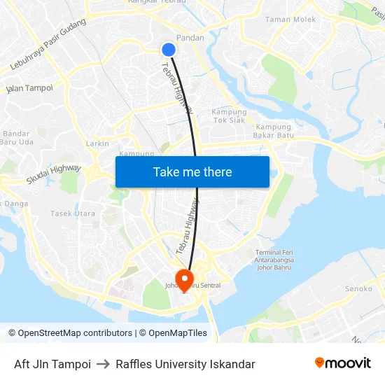 Aft Jln Tampoi to Raffles University Iskandar map