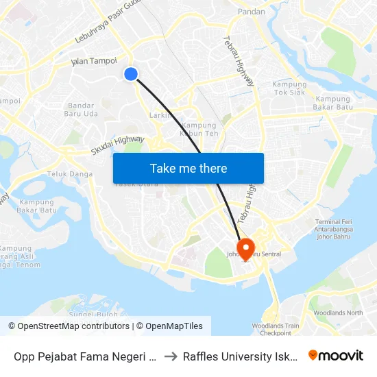 Opp Pejabat Fama Negeri Johor to Raffles University Iskandar map