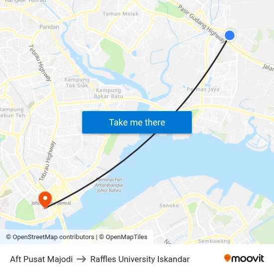 Aft Pusat Majodi to Raffles University Iskandar map