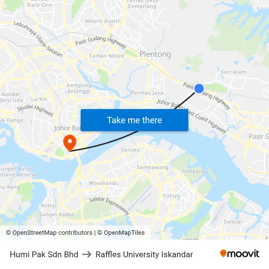 Humi Pak Sdn Bhd to Raffles University Iskandar map