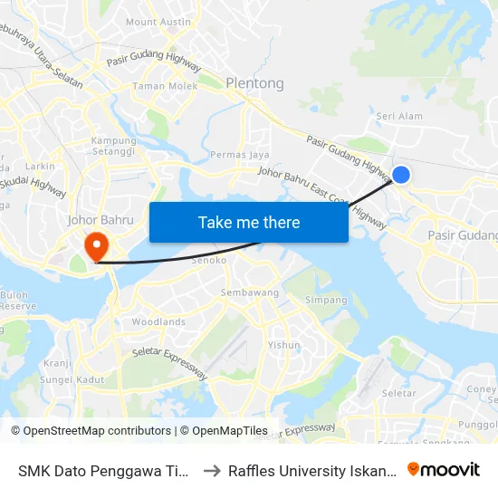 SMK Dato Penggawa Timur to Raffles University Iskandar map