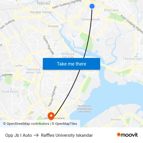 Opp Jb I Auto to Raffles University Iskandar map
