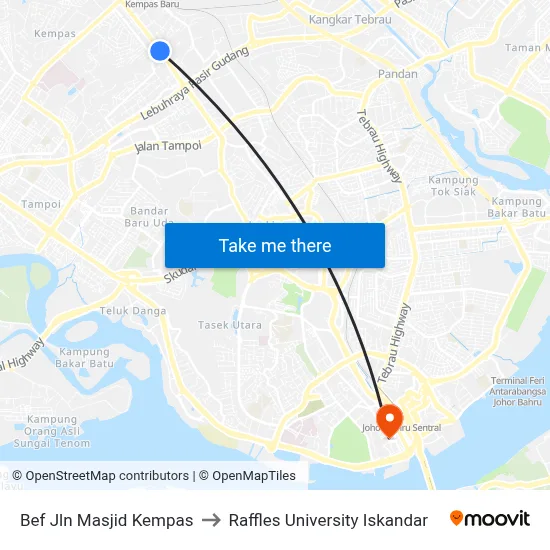 Bef Jln Masjid Kempas to Raffles University Iskandar map