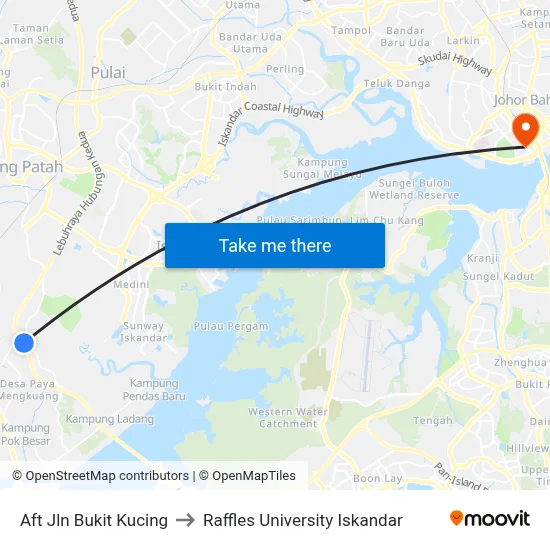 Aft Jln Bukit Kucing to Raffles University Iskandar map