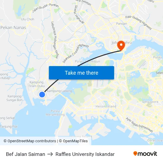 Bef Jalan Saiman to Raffles University Iskandar map