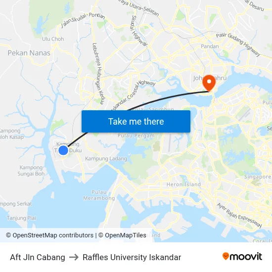 Aft Jln Cabang to Raffles University Iskandar map